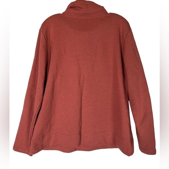 LL Bean Signature Sweater Size L Organic Pull over Mock Neck Quarter Zip - Picture 2 of 6